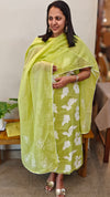lime green net kota salwar
