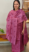 Deep mauve tussar silk suit