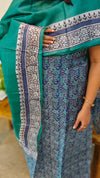 Blue printed Tussar salwar suit