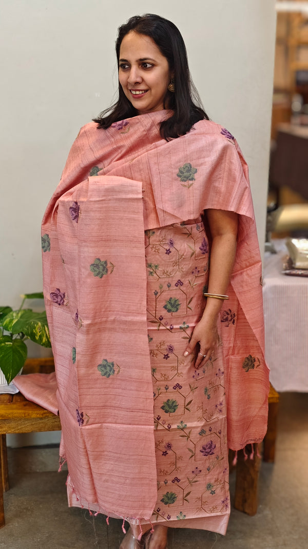Peach desi Tussar salwar suit