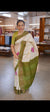 Off white and green hand painted tussar silk saree