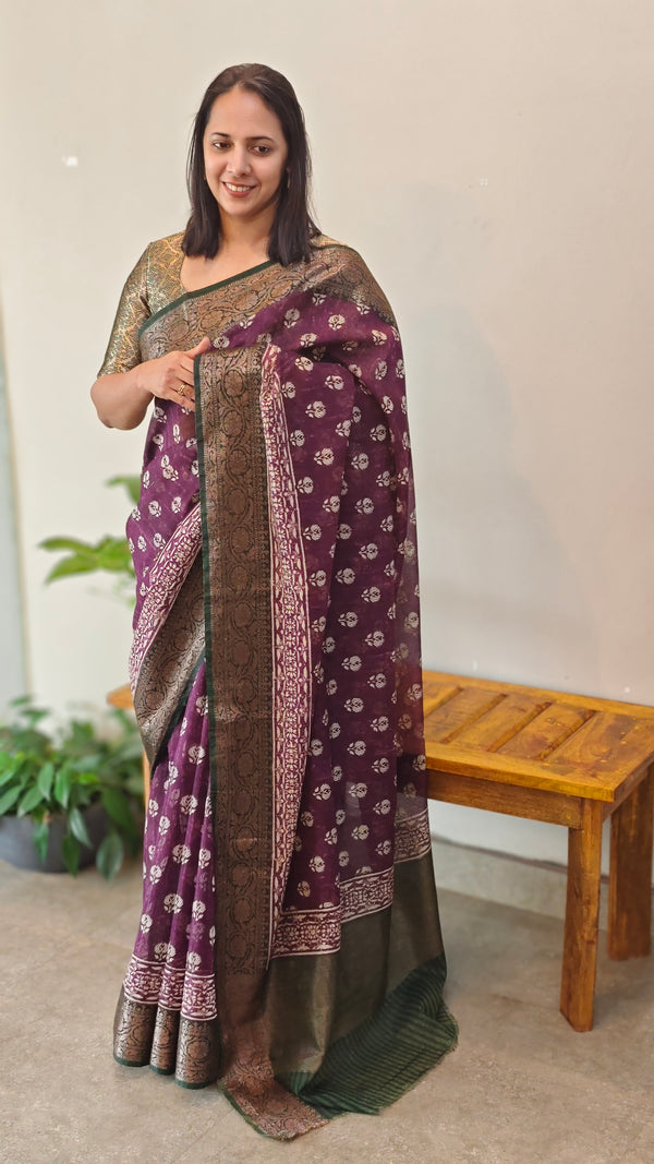 Wine shade banarasi saree