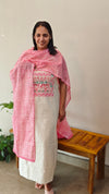 Off white Chanderi suit hand embroidered yoke