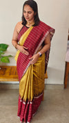 Mustardand RedRaw Silk Saree
