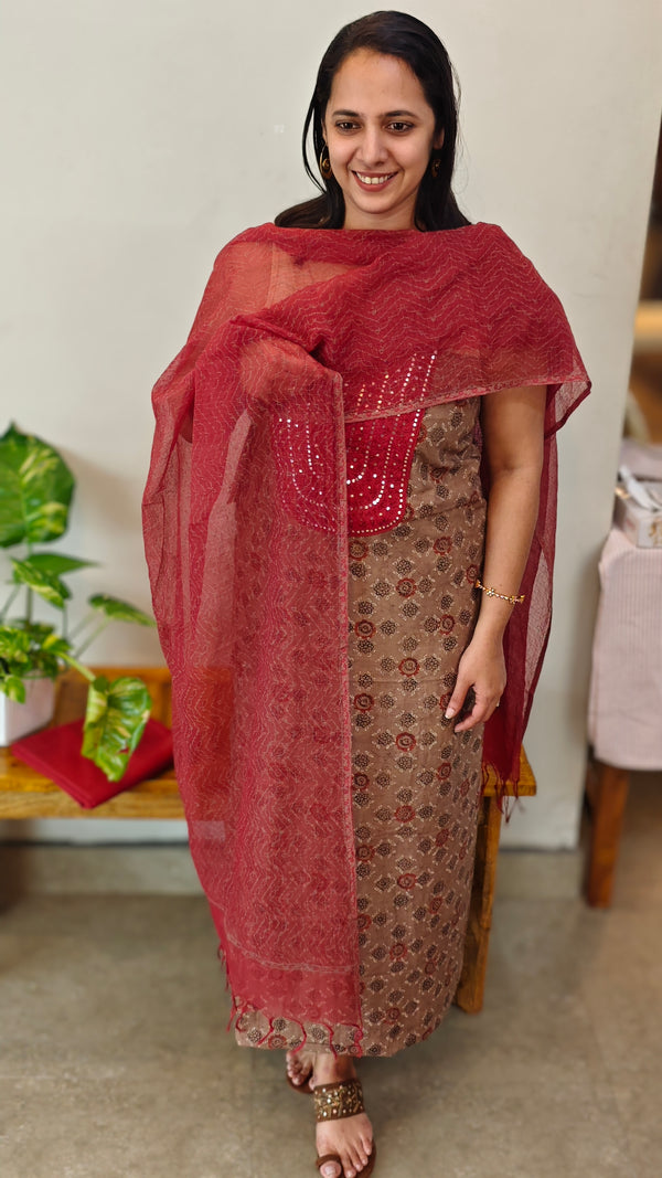 Ajrakh printed cotton suit