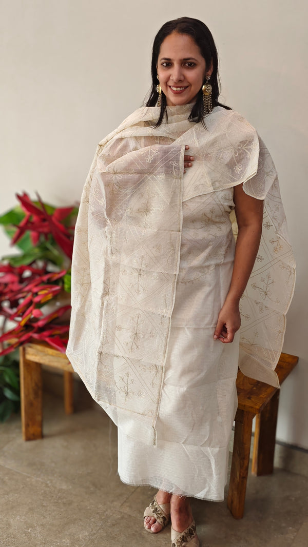 Off white net kota suit