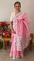 Pink net kota saree with cross stitch embroidery