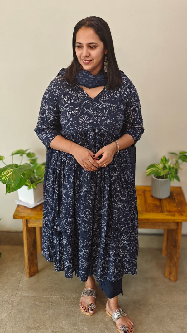 Blue 3 piece cotton suit