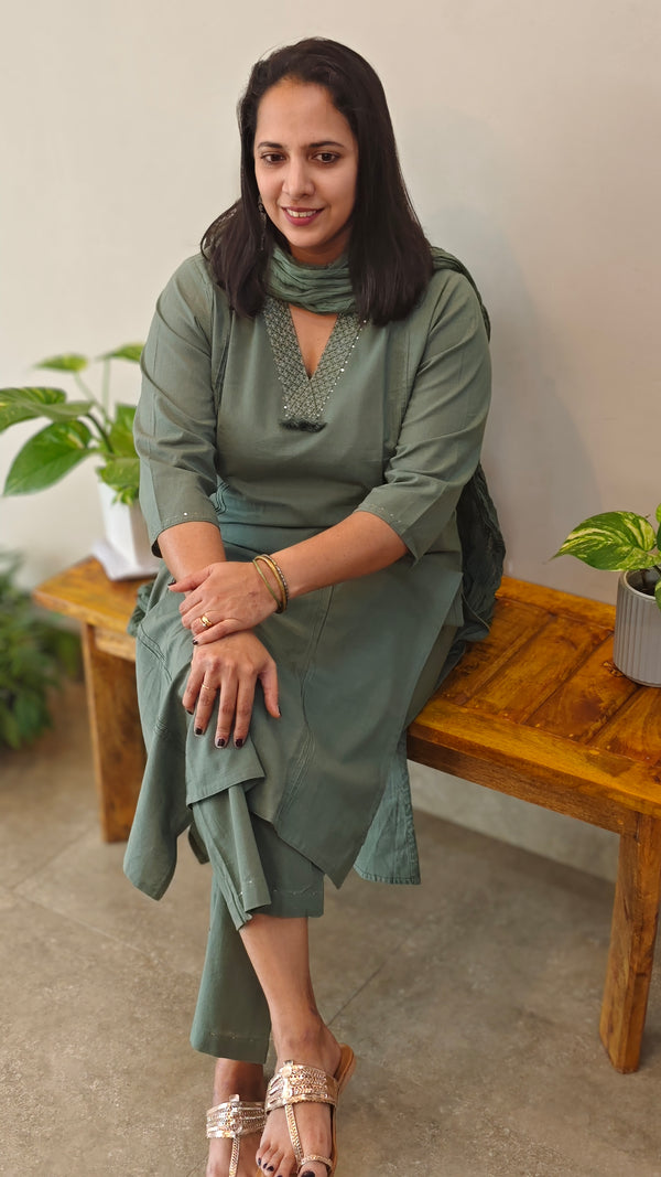 Sage green kurti set
