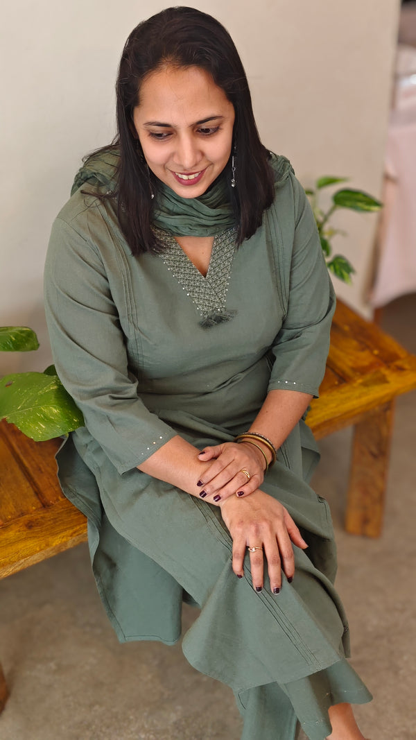 Sage green kurti set