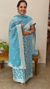 Blue Banarasi Unstitched salwar set (3pc set)