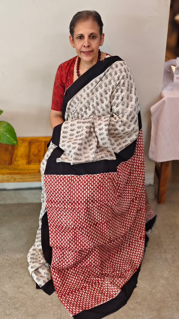 Block printed Pure Cotton Saree