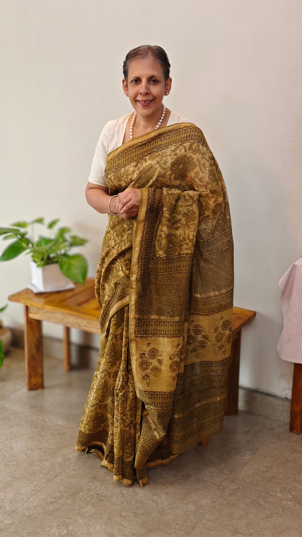 Chanderi Block Printed Saree