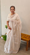 Off white matka silk saree