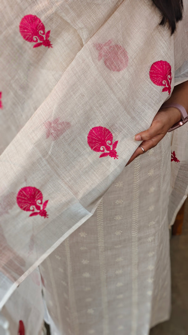 Off white embroidered 3 piece suit