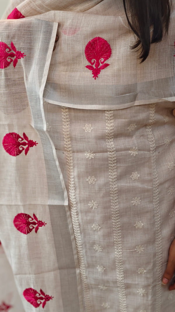 Off white embroidered 3 piece suit