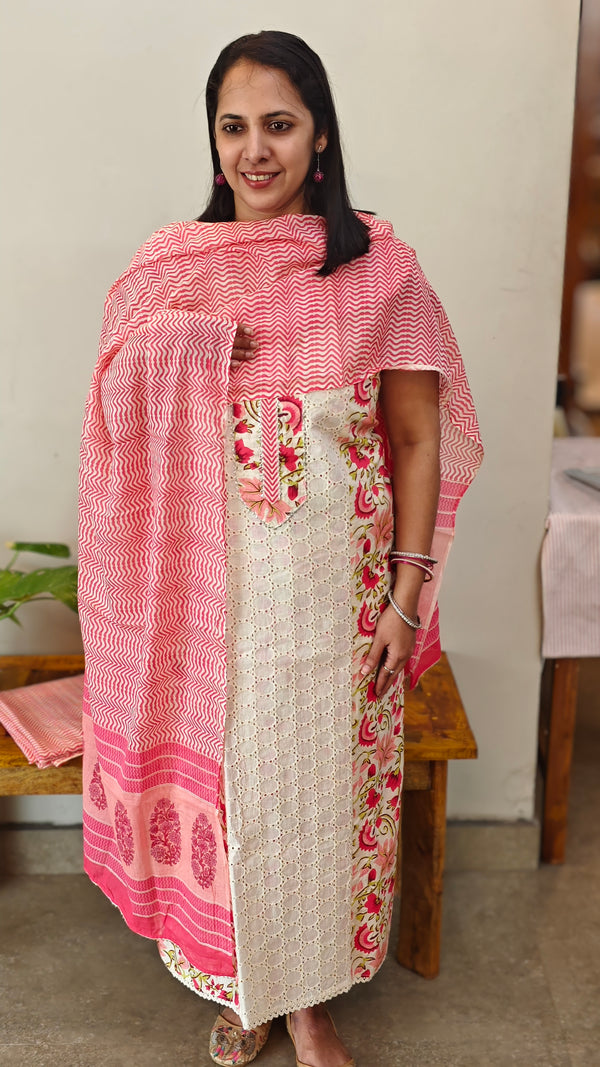 Off white cotton hakoba suit