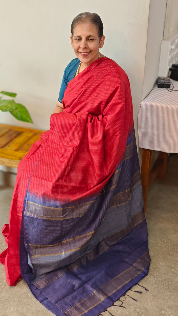 Red and blue saree