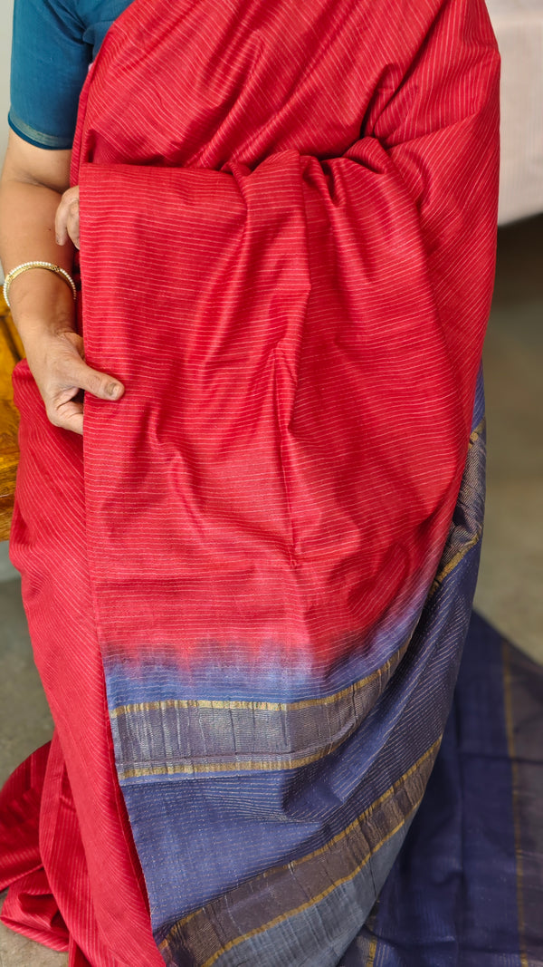 Red and blue saree
