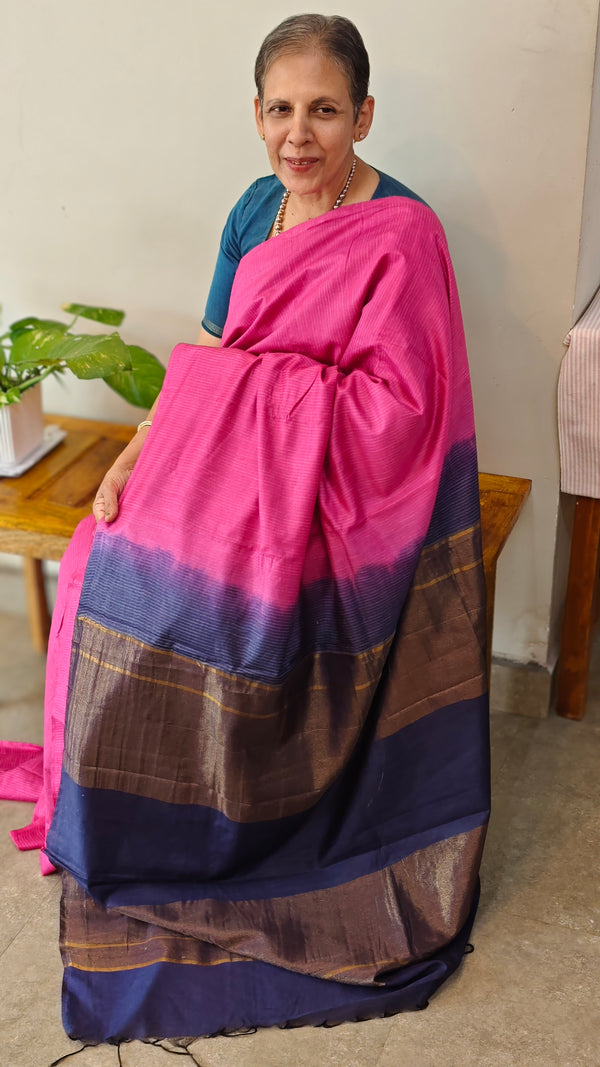 Magenta and blue saree