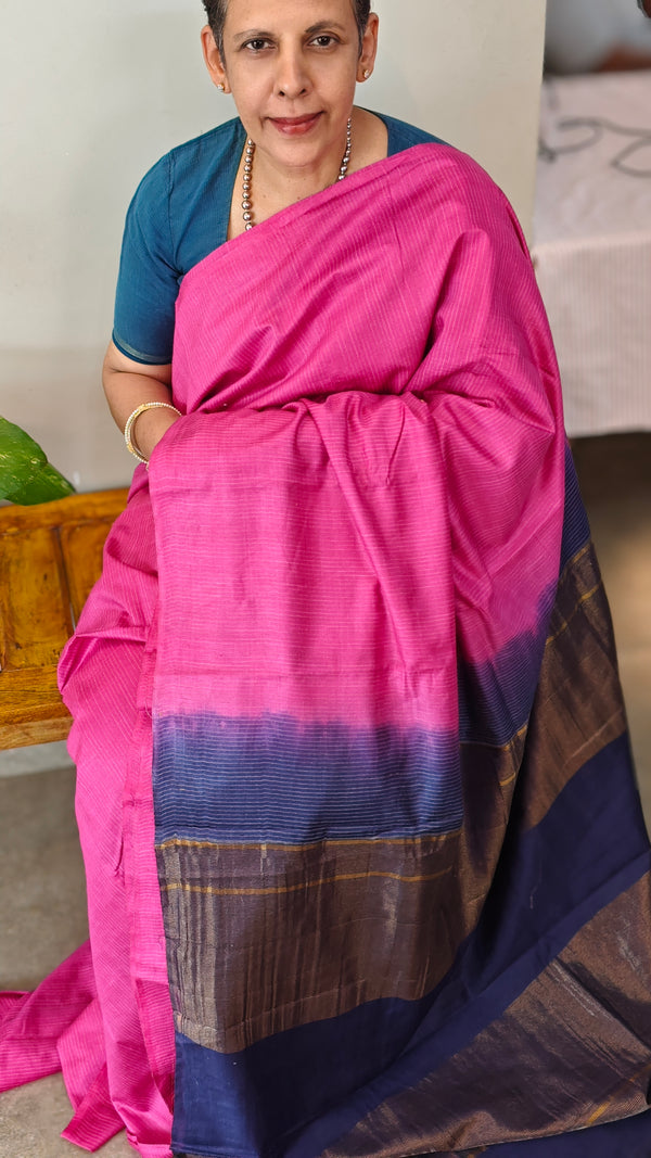 Magenta and blue saree