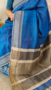 Blue linen saree