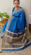 Blue linen saree