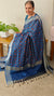 Blue ikat printed saree