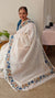 White tepchi kota saree with embroidered borders
