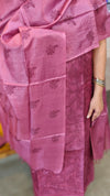 Deep mauve tussar silk suit