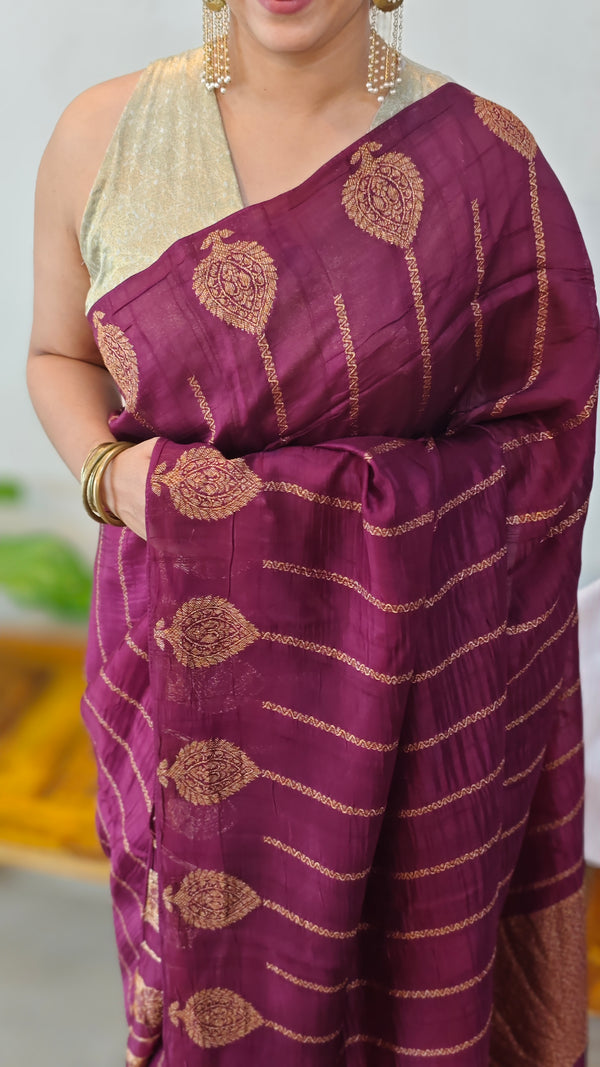 Wine banarasi saree
