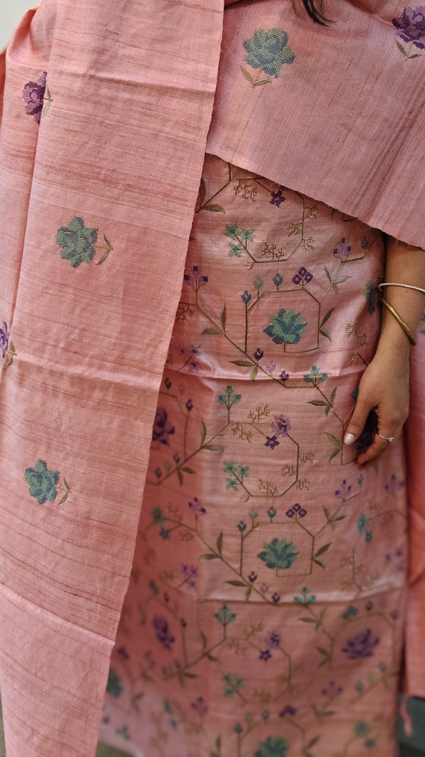 Peach desi Tussar salwar suit