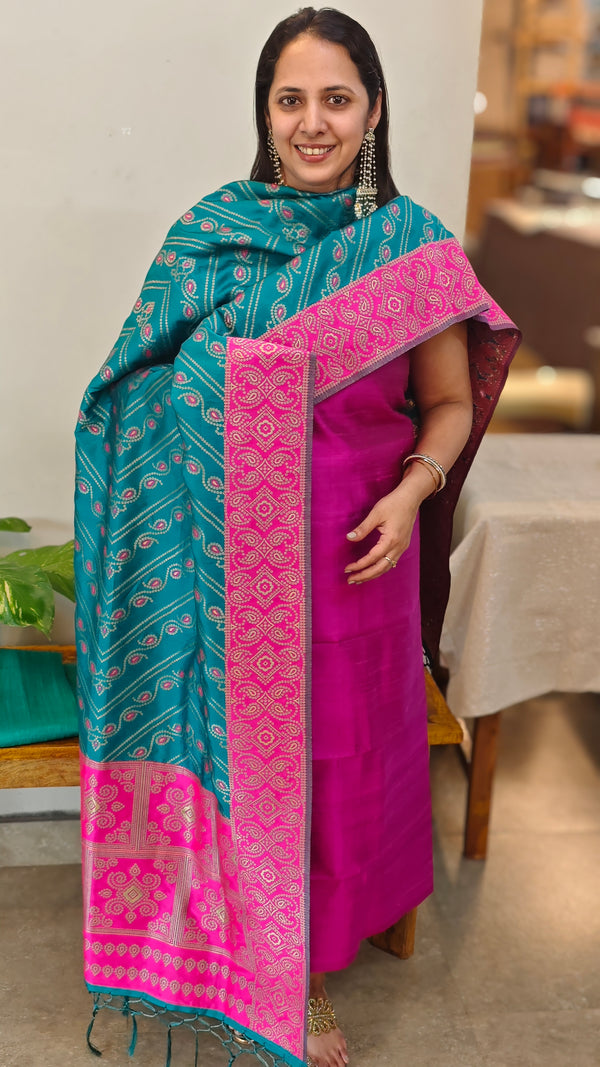 Magenta raw silk salwar with banarasi dupatta