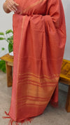 Rust orange Raw silk saree