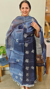 Ink blue tussar silk suit