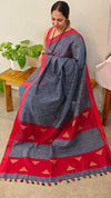 Blue saree with red borders