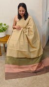 AXPR - Beige printed silky kota saree