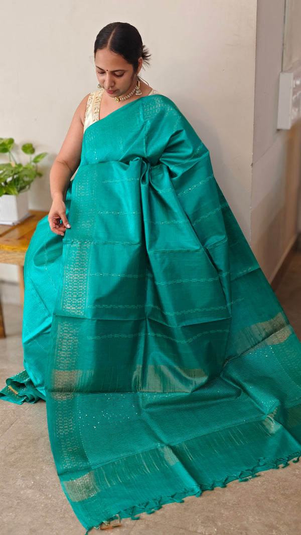 LKA - Rama green tussar silk saree