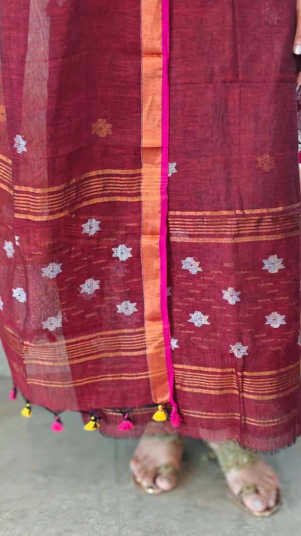 34LS - Maroon Linen 2 piece suit