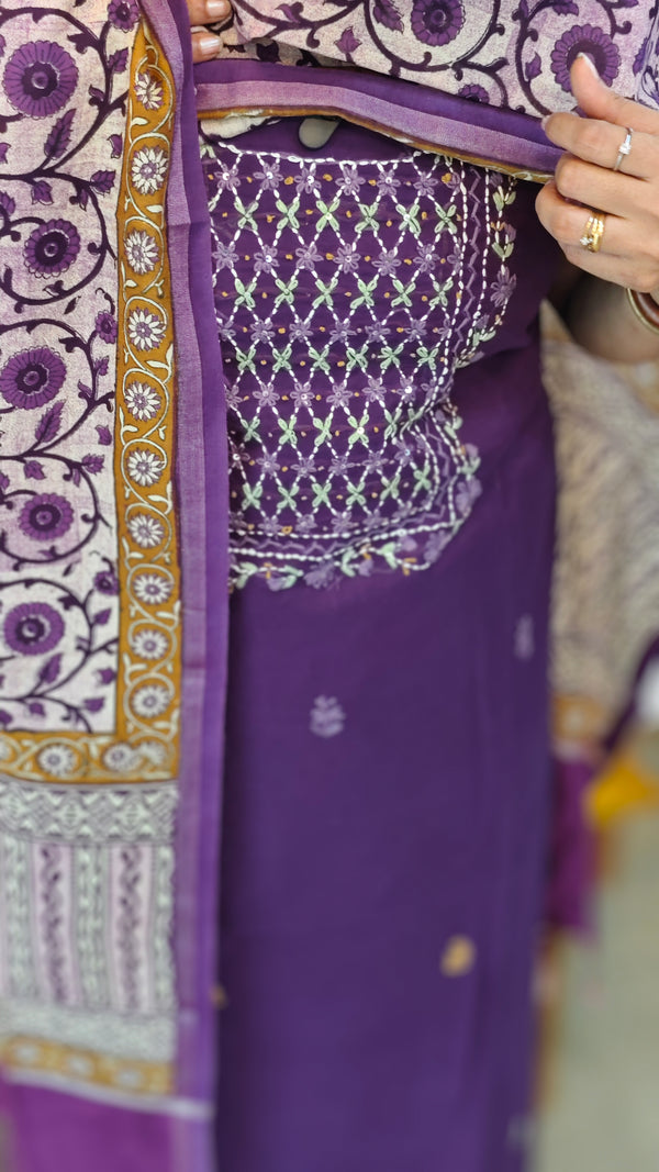 2XCH - Purple chanderi suit