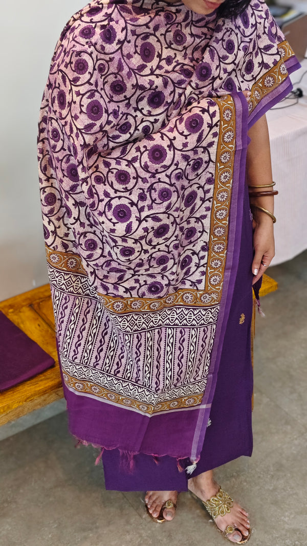 2XCH - Purple chanderi suit