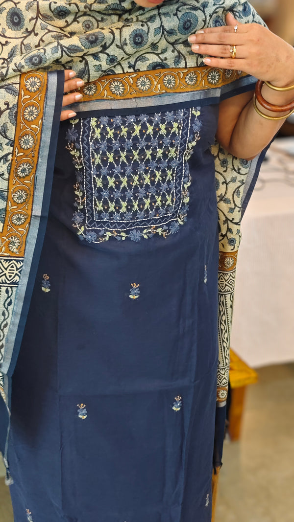 2XCH - Blue chanderi suit