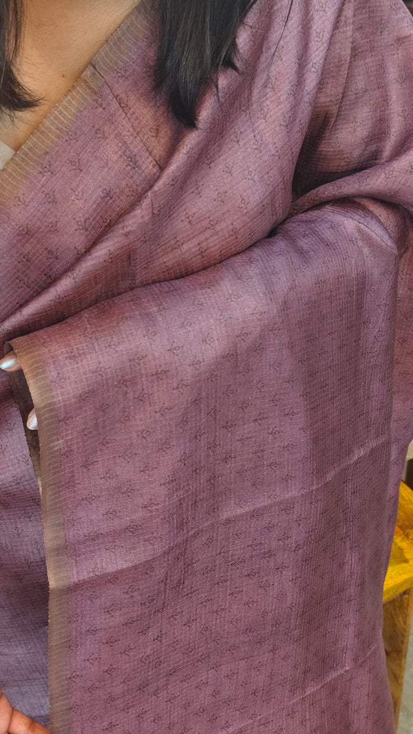 25RP - Purple checked tussar silk saree