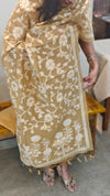 Golden beige linen suit jamdani dupatta