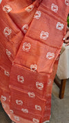 Dark orange tussar silk suit