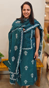 Green flex chanderi block printed suit