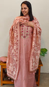 Blush pink linen suit jamdani dupatta