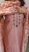 Blush pink linen suit jamdani dupatta