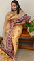 Golden mustard block printed tussar silk suit