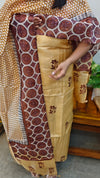 Golden mustard block printed tussar silk suit